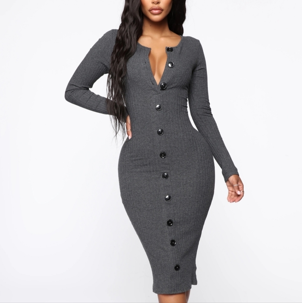 Long sleeve Grey sweater dress